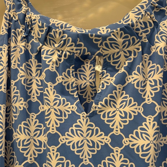 Lulu-B Blue and White Geometric Mini Dress sleeveless like new XL - Picture 3 of 6